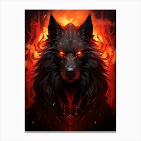 Wolf In Flames Canvas Print