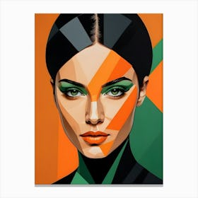 Geometric Woman Portrait Pop Art (31) Canvas Print
