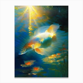 Asagi Koi Fish 1, Monet Style Classic Painting Canvas Print