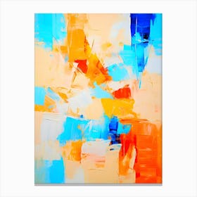 Abstract Painting - Orange, Blue, Cream 1 Canvas Print