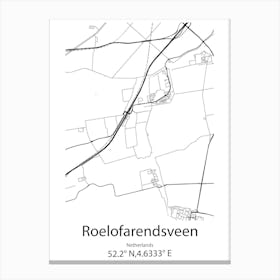 Roelofarendsveen,Netherlands Minimalist Map Canvas Print