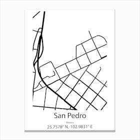 San Pedro Tapanatepec,Mexico Minimalist Map Canvas Print