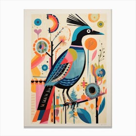 Colourful Scandi Bird Roadrunner 1 Canvas Print