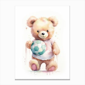 Volleyball Teddy Bear Painting Watercolour 2 Canvas Print