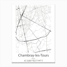 Chambray Les Tours,France Minimalist Map Canvas Print