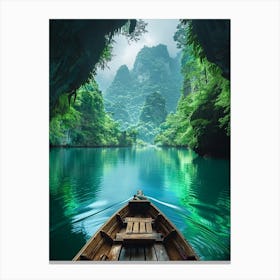 Boat In A Cave 1 Canvas Print