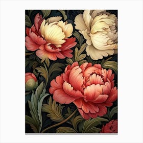 William Morris Peonies White And Red Vintage  Canvas Print