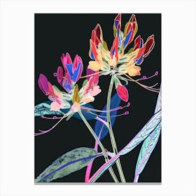 Neon Flowers On Black Prairie Clover 4 Canvas Print