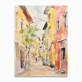 Piacenza, Italy Watercolour Streets 2 Canvas Print