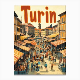 Aihrgdesign A 1970s Inspired Travel Poster For Turin Depictin E6b14538 Ae0b 4afb 9aa0 Fdd4e0a31d67 0 Canvas Print