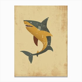 Muted Mustard Pastel Shark Canvas Print