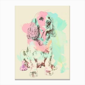English Cocker Spaniel Dog Pastel Line Illustration 3 Canvas Print
