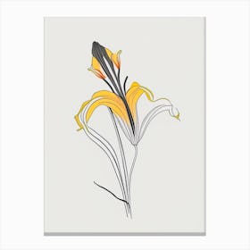 Tiger Lily Floral Minimal Line Drawing 2 Flower Canvas Print