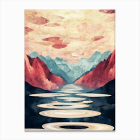 Surreal Mountainscape With River Canvas Print