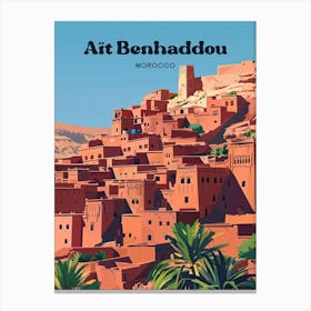 Ait Benhaddou Morocco Village Travel Illustration Canvas Print