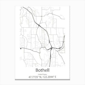 Bothell West,United States Minimalist Map Canvas Print