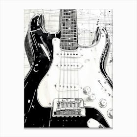 Black And White Guitar Canvas Print