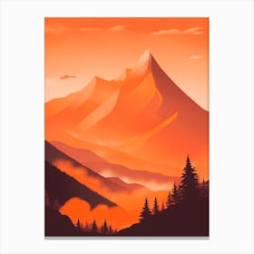 Misty Mountains Vertical Composition In Orange Tone 334 Canvas Print