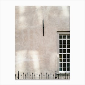 Shadow On The Wall With A Window And A Fence Canvas Print