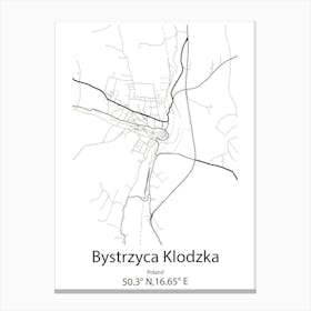 Bystrzyca Klodzka,Poland Minimalist Map Canvas Print