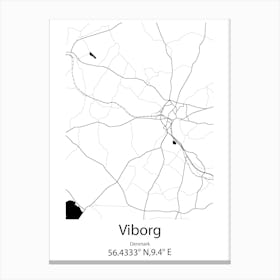 Viborg,Denmark Minimalist Map Canvas Print