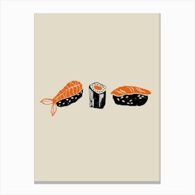 Sushi Linocut Style Canvas Print