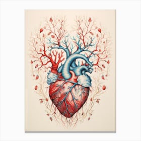 Tree Heart Blue & Red 2 Canvas Print