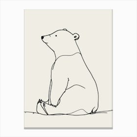 Polar Bear Minimalist Line Art Monoline Illustration Canvas Print