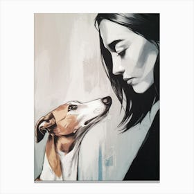 Girl And Her Dog Canvas Print