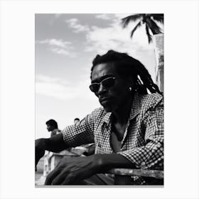 Man In Jamaica, Black And White Analogue Photograph 1 Canvas Print