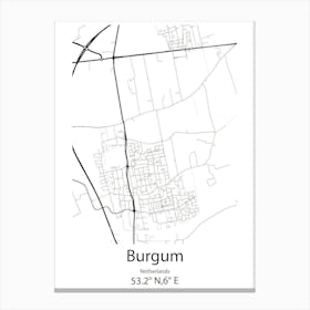 Burgum,Netherlands Minimalist Map Canvas Print