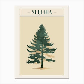 Sequoia Tree Minimal Japandi Illustration 1 Poster Canvas Print