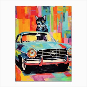 Chevrolet Impala Vintage Car With A Cat, Matisse Style Painting 1 Canvas Print
