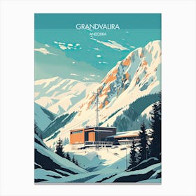 Poster Of Grandvalira   Andorra, Ski Resort Illustration 2 Canvas Print