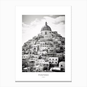 Poster Of Positano, Italy, Black And White Photo 3 Canvas Print