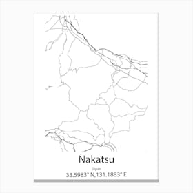 Nakatsu,Japan Minimalist Map Canvas Print