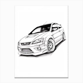 Ford Focus Rs Line Drawing 3 Canvas Print