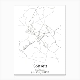 Consett,United Kingdom Minimalist Map Canvas Print