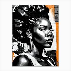 Vintage Graffiti Mural Of Beautiful Black Woman 91 Canvas Print