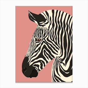 Jungle Safari Zebra on Pink Canvas Print