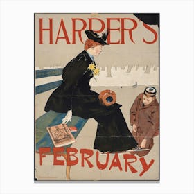 Harper's February , Edward Penfield Canvas Print