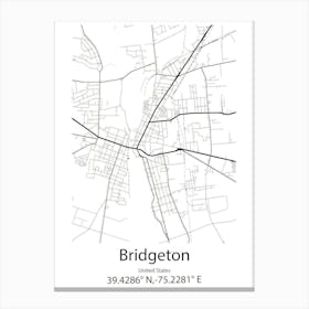 Bridgeton,United States Minimalist Map Canvas Print