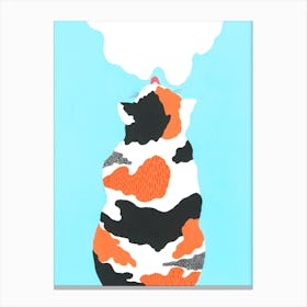 Portrait Of Cat And Milk Canvas Print