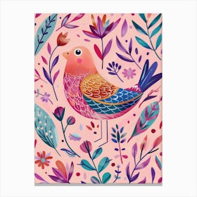 Bird On A Pink Background 1 Canvas Print