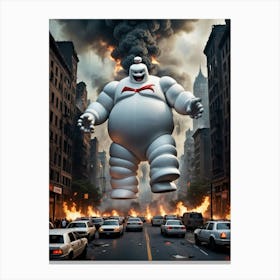 The Terrifying Giant Rises Above the City Canvas Print