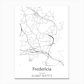 Fredericia,Denmark Minimalist Map Canvas Print