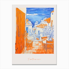 Santorini Greece 4 Orange Drawing Poster Canvas Print