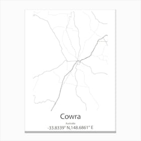 Cowra,Australia Minimalist Map Canvas Print