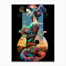 Portrait of a woman , surreal, "Eclectic Freedom" Canvas Print
