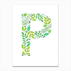 Leafy Letter P Canvas Print